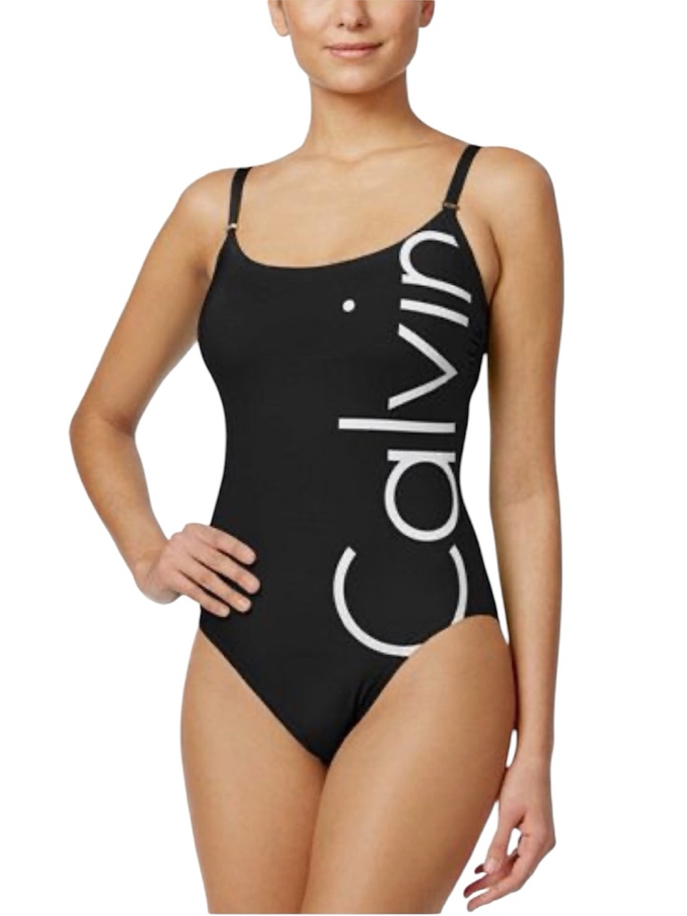 ❤️ CALVIN KLEIN Logo Classic One-Piece Swimsuit Size 6
